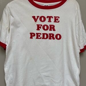 “Vote for Pedro”vintage Anvil White and Red Cotton T-Shirt